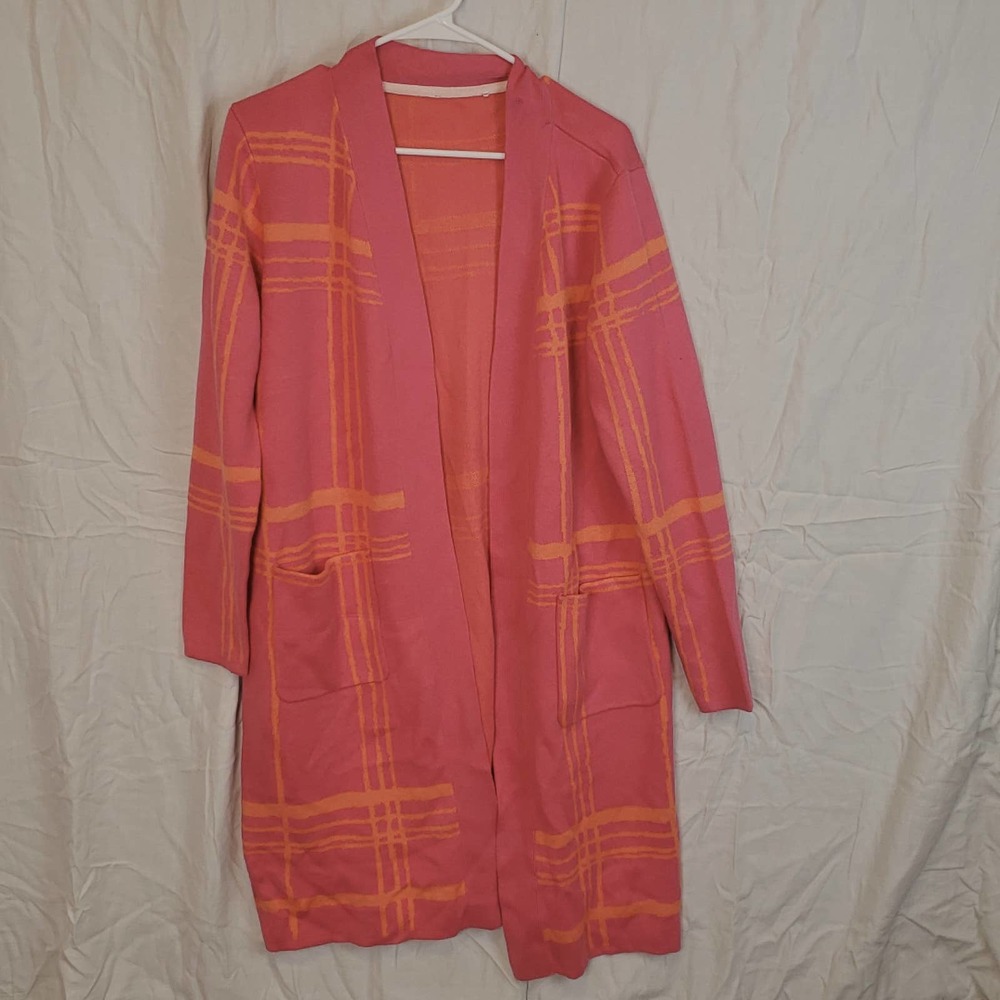 Pink and Orange Open Front Cardigan Sweater size M/L - Picture 2 of 4